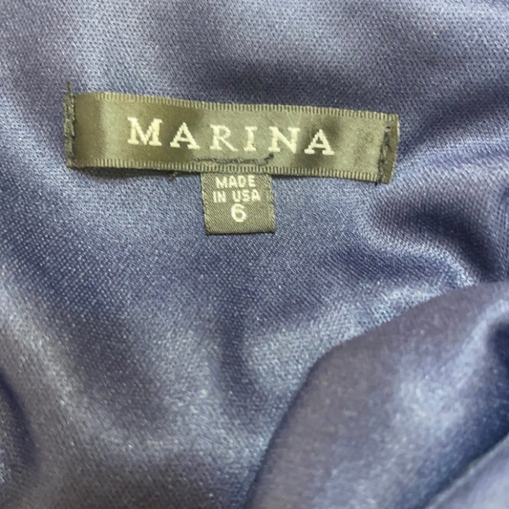 Navy Ruffle One-Shoulder Jumpsuit Marina - Picture 6 of 7